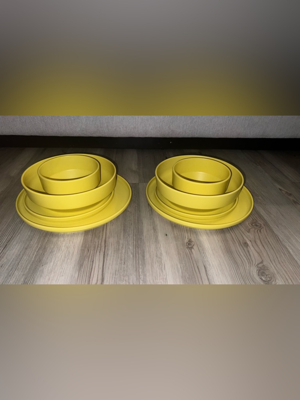2  West Elm Aaron Probyn  Yellow  Melamine Plastic Plates And Bowl Sets 8 Pieces